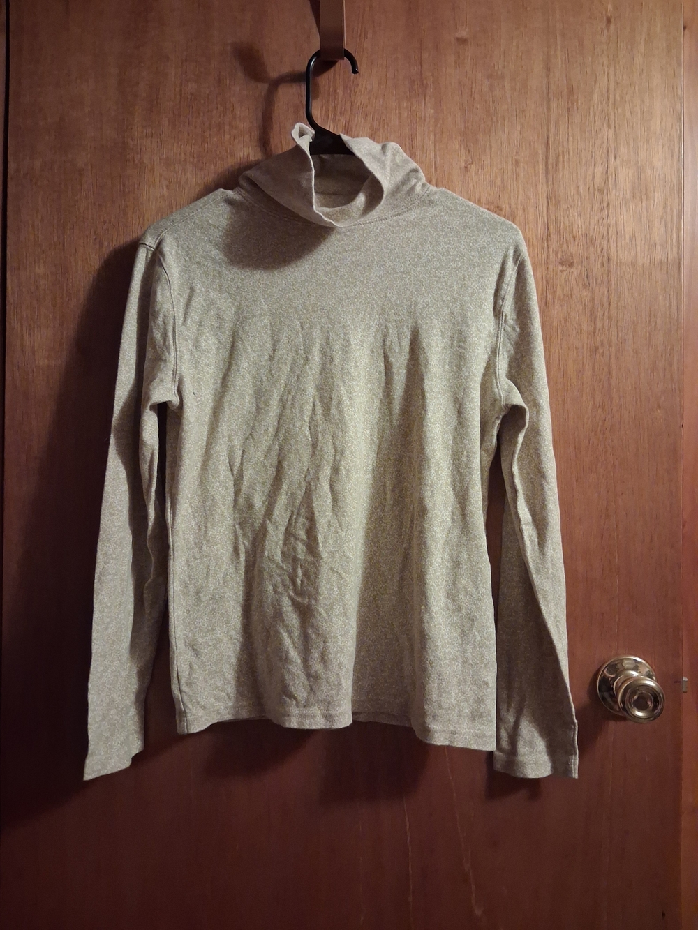 Womans Tan And White Marled Turtleneck